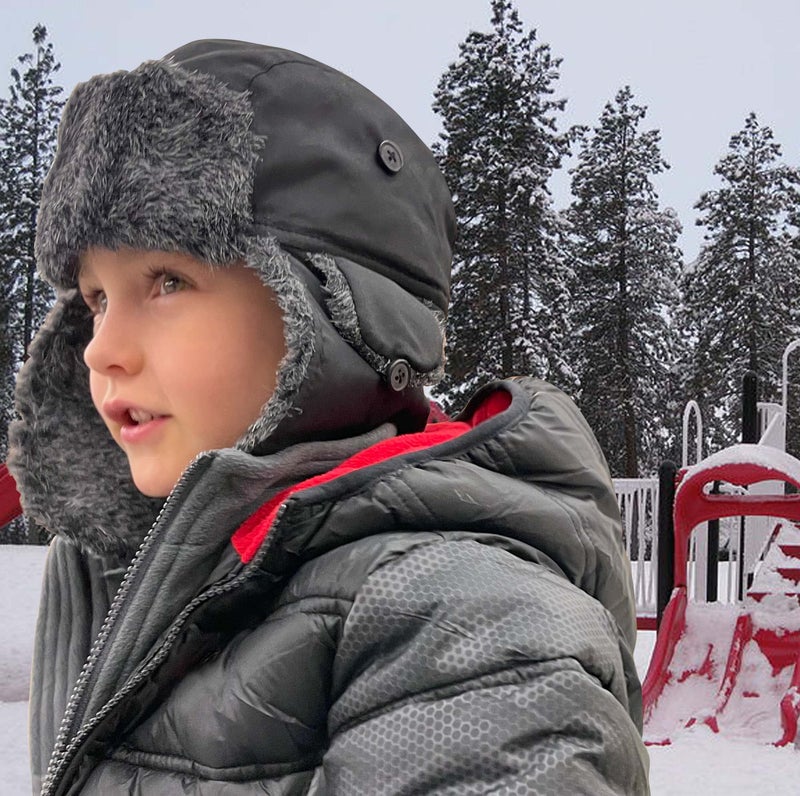 N'Ice Caps Kids Winter Trapper Hat Warm Large Ear Flaps (Black 1, 6-8 Years) - Image 2